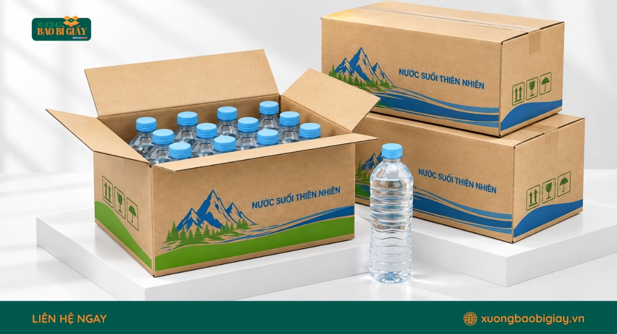 Chất liệu giấy sản xuất thùng carton đựng nước uống đóng chai