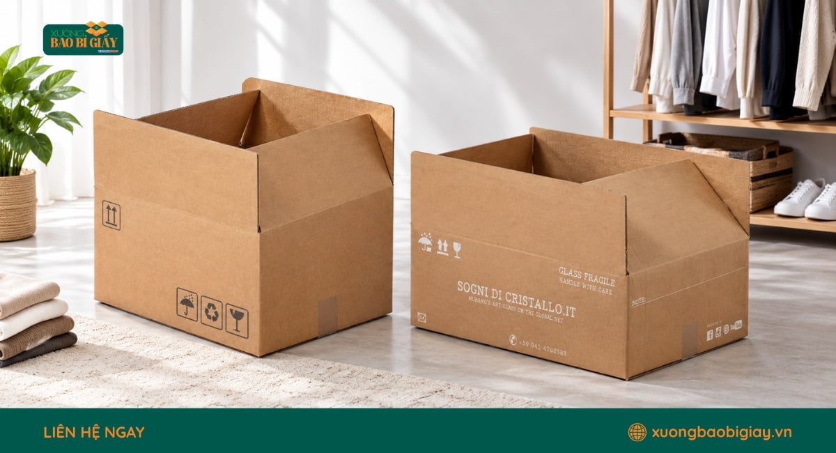 Chất liệu giấy và cấu trúc sóng carton quyết định độ cứng, khả năng chịu lực của thùng đựng quần áo