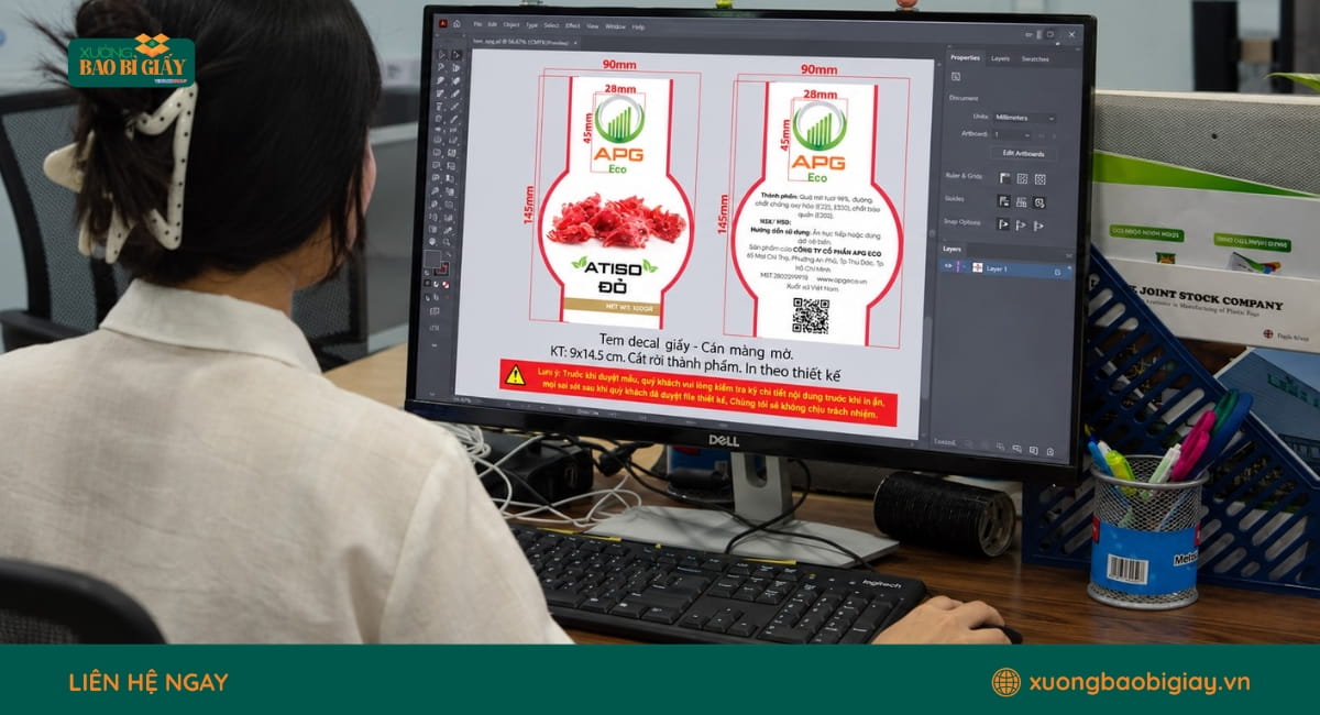 Thiết kế mẫu và kiểm tra nội dung in tem giấy