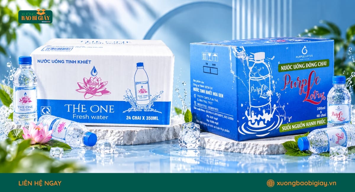 Công nghệ in thùng carton đựng nước uống đóng chai theo yêu cầu