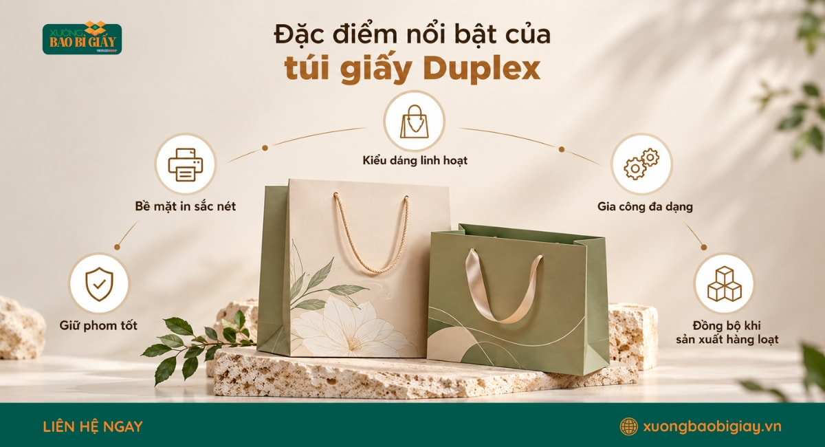 Đặc điểm túi giấy Duplex với hai mặt giấy có màu sắc và tính chất khác nhau