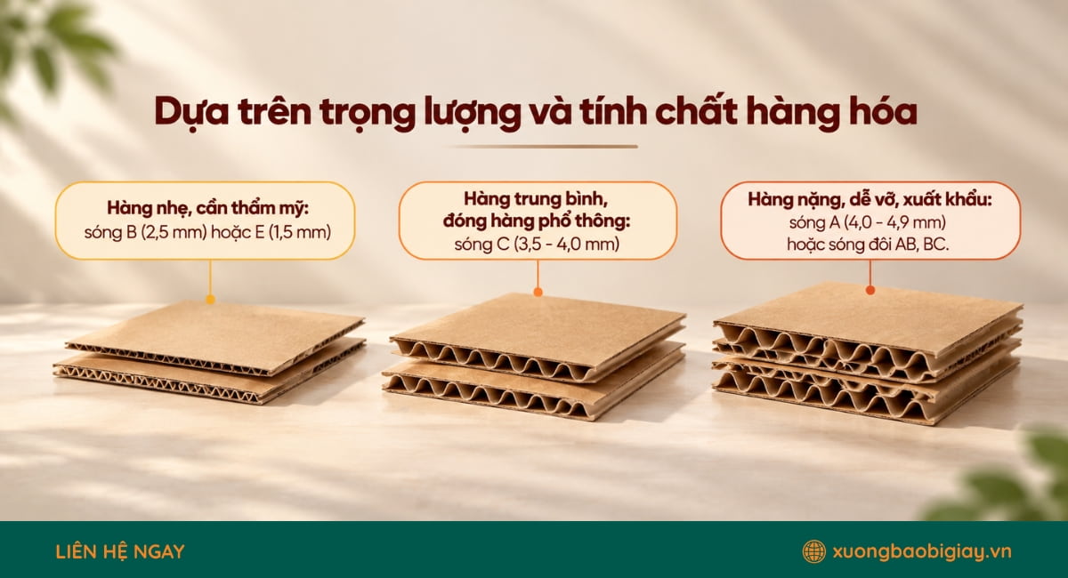 Lựa chọn sóng giấy carton dựa trên trọng lượng và tính chất hàng hóa