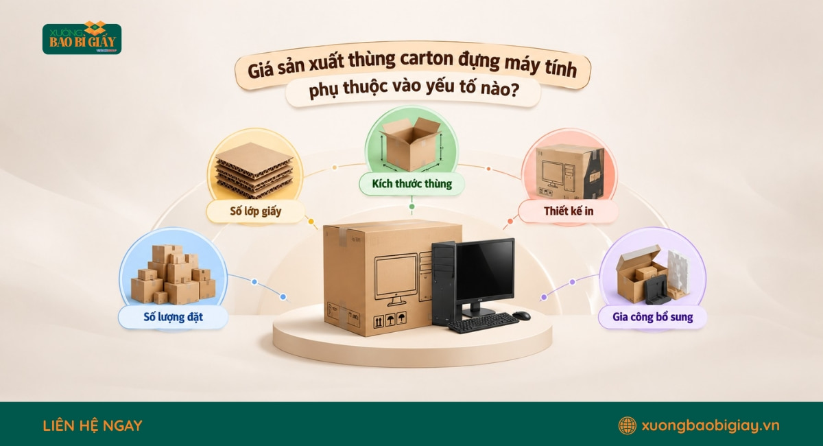 Các yếu tố ảnh hưởng đến giá thùng carton đựng máy tính