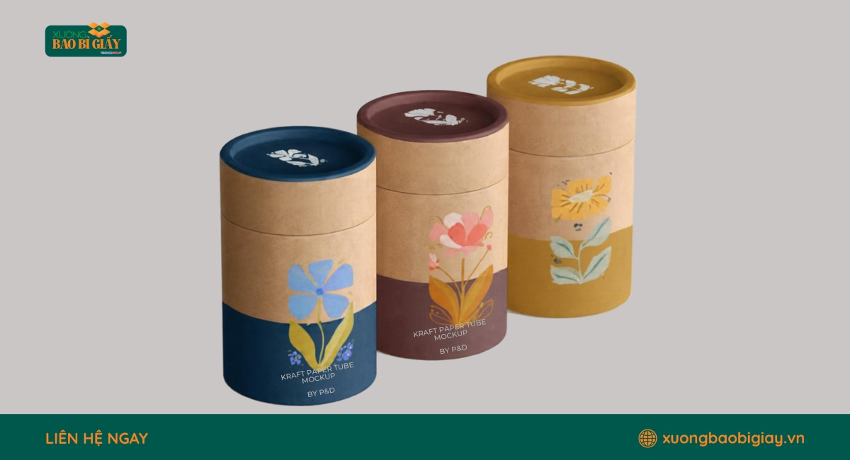 Hộp giấy hình trụ đựng cà phê với thiết kế độc đáo