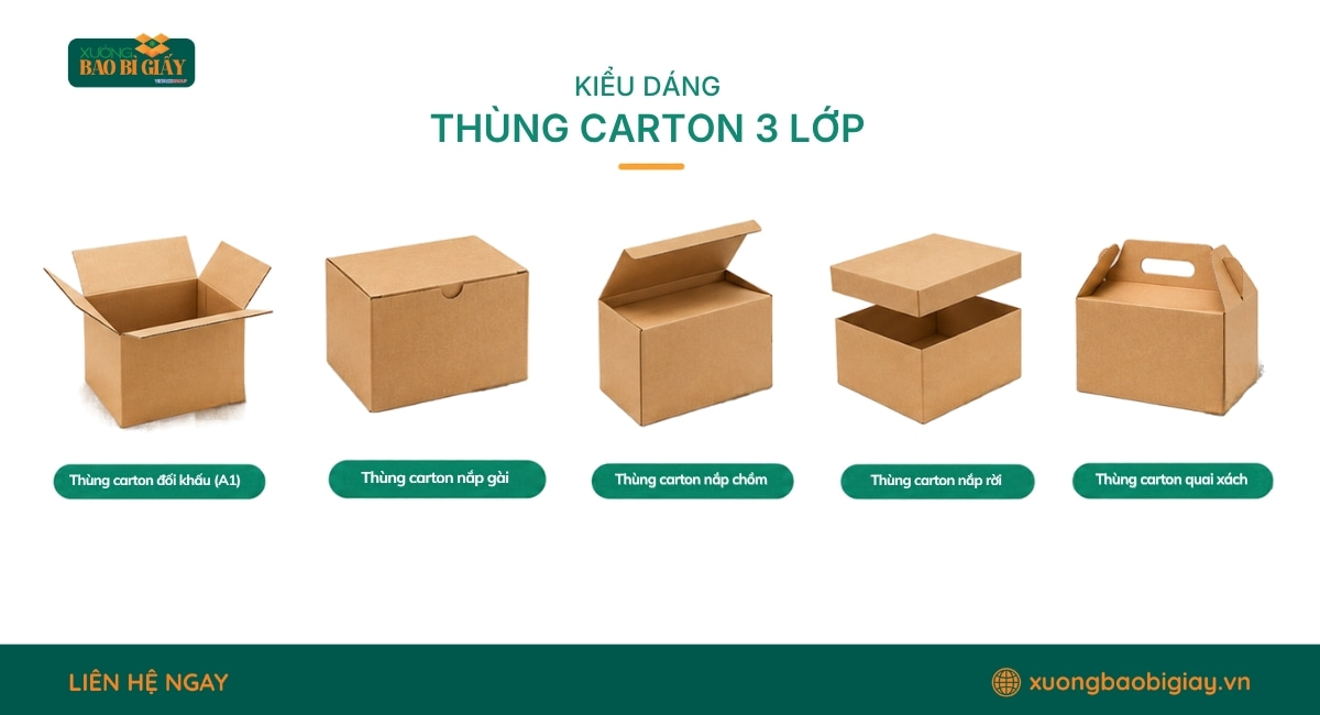 Thùng carton 3 lớp theo kiểu dáng