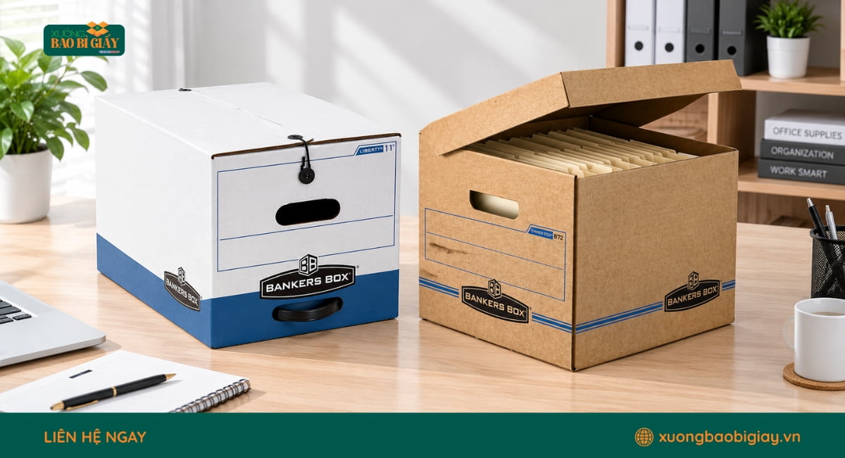 Các kiểu dáng thùng carton đựng hồ sơ văn phòng thông dụng