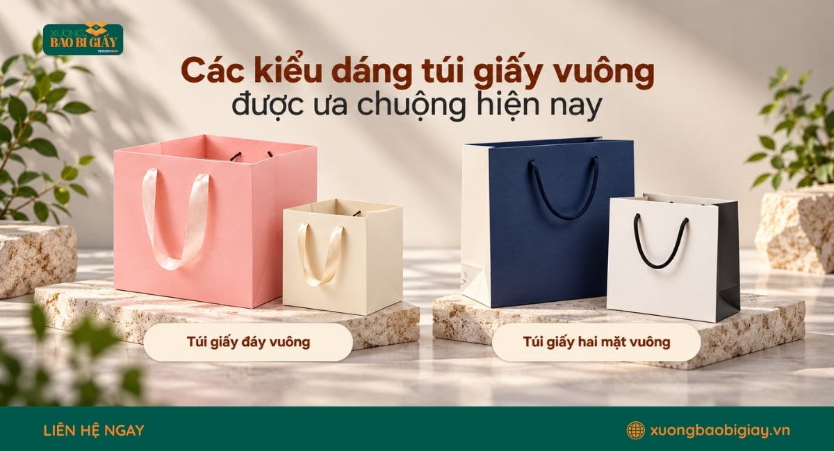 Các kiểu dáng túi giấy vuông được ưa chuộng hiện nay