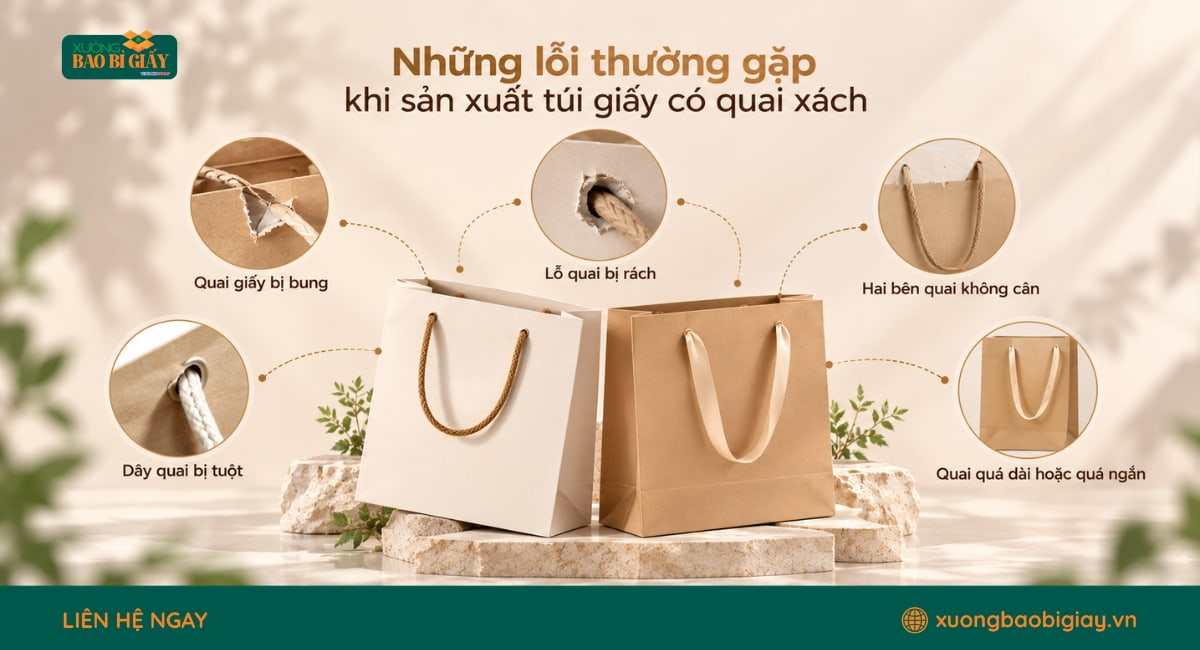 Những lỗi thường gặp cần tránh khi gia công túi giấy có quai xách