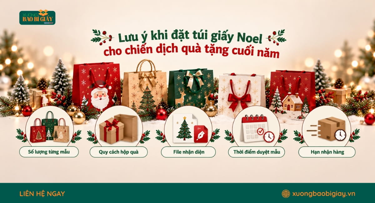 Những lưu ý khi đặt in túi giấy Noel phục vụ chiến dịch quà tặng cuối năm