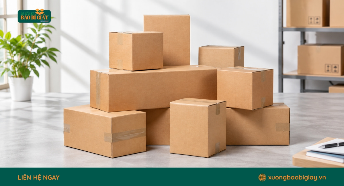 Mẫu thùng carton 3 lớp đa dạng kích thước