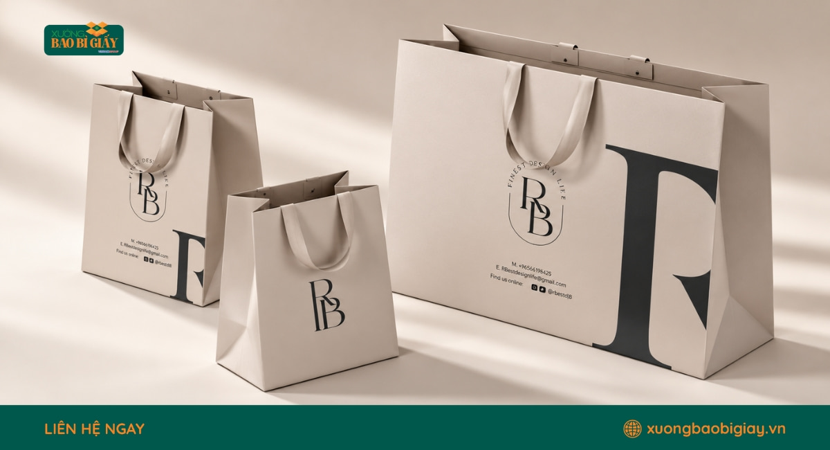 Túi giấy Bristol cứng cáp bề mặt láng mịn in logo sắc nét