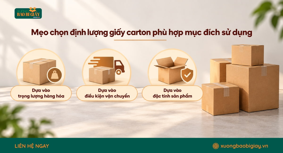 Mẹo chọn định lượng giấy carton phù hợp mục đích sử dụng