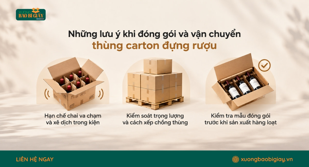 Lưu ý khi đóng gói và vận chuyển rượu bằng thùng carton