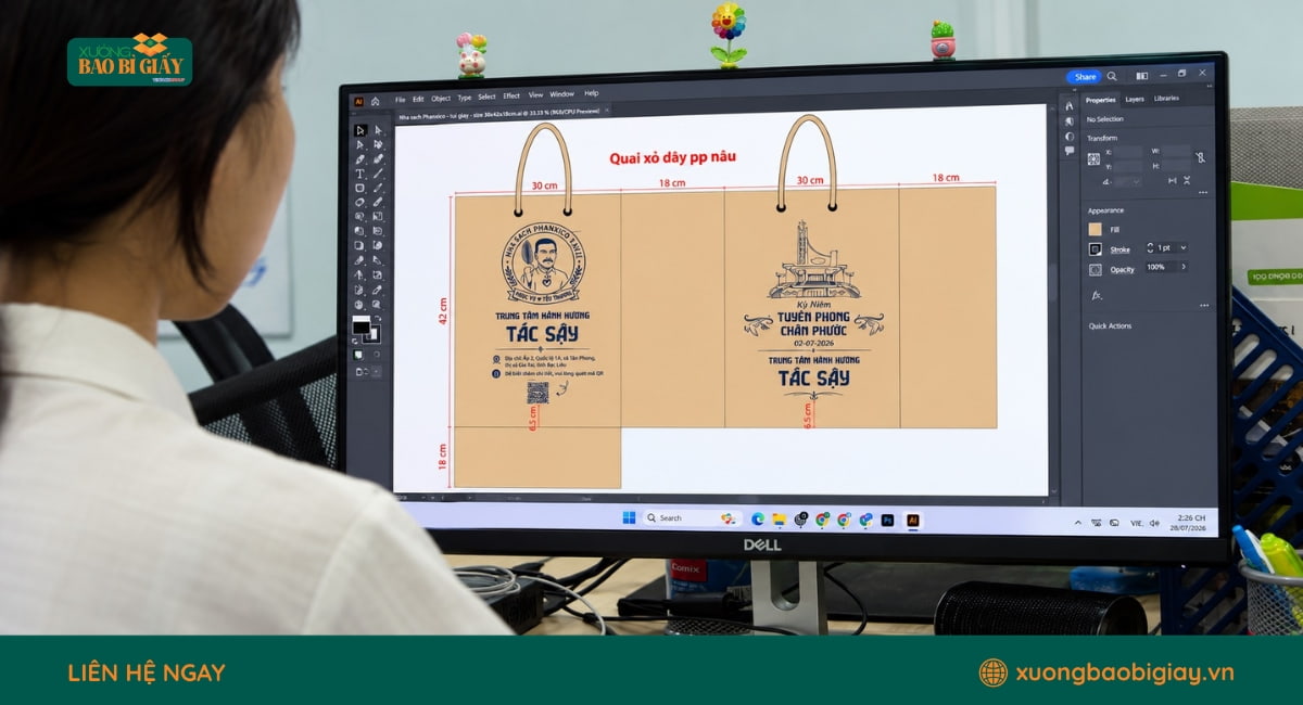 Quy trình sản xuất túi giấy Kraft Nhà sách Phanxico