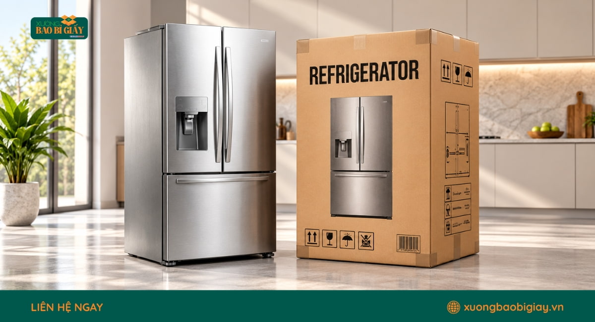 Thùng carton giúp bảo vệ tủ lạnh khỏi va đập trong quá trình vận chuyển