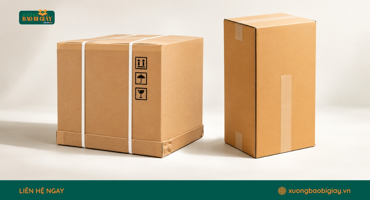 Thùng carton lớn có không gian chứa rộng phù hợp đóng gói sản phẩm kích thước lớn