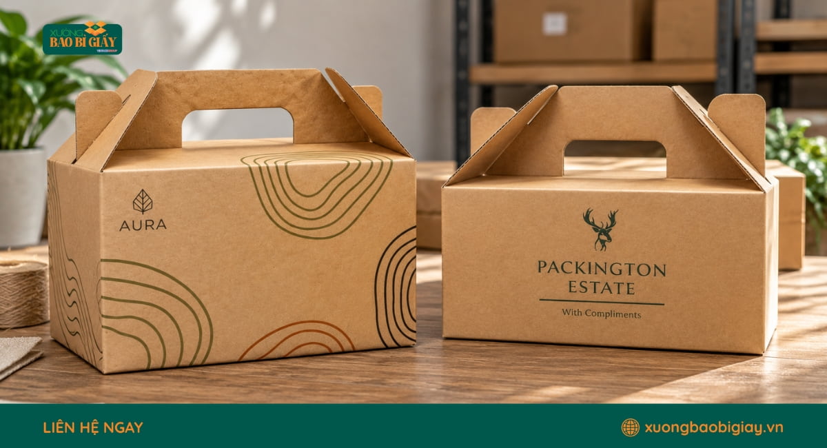 Thùng carton nhỏ có quai xách dễ dàng di chuyển