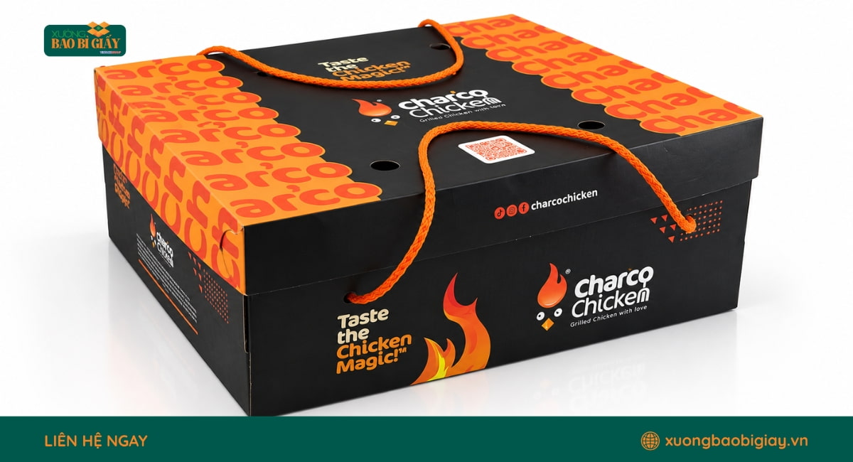 Thùng carton có quai xách bằng dây