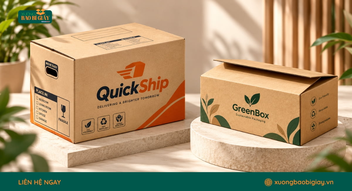 Thùng carton đối khẩu là loại thùng giấy có bốn nắp gập ở hai đầu