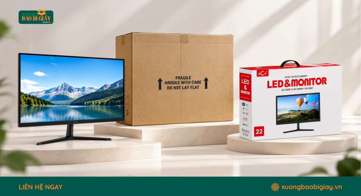 Thùng carton đựng màn hình máy tính in ấn theo yêu cầu