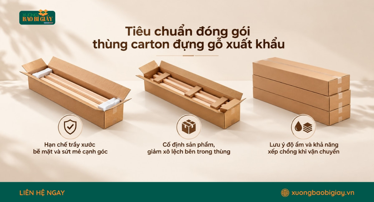Các yêu cầu đóng gói đồ gỗ xuất khẩu bằng thùng carton để hạn chế hư hỏng