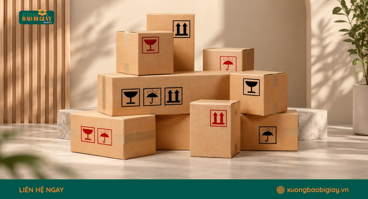 Tiêu chuẩn về kích thước biểu tượng trên thùng carton