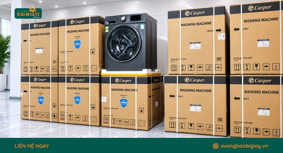 Thùng carton đựng máy giặt bảo vệ sản phẩm tối ưu