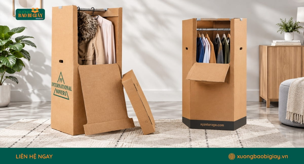 Thùng carton đựng quần áo giúp bảo vệ hàng may mặc, thuận tiện lưu kho và vận chuyển