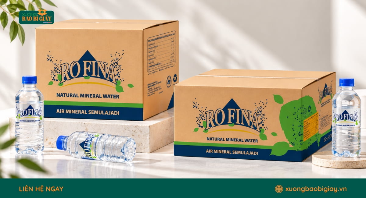 Thùng carton đựng nước uống đóng chai chắc chắn, đảm bảo an toàn